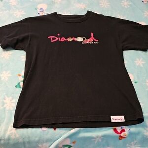 Diamond Supply Co. Black Tee with Pink Logo